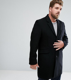 Черное пальто с добавлением шерсти ASOS PLUS - Черный