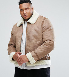 Бежевая куртка из искусственной цигейки ASOS PLUS - Светло-серый
