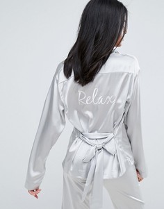 Атласная шелковая пижамная рубашка To Be Adored Rossy - Серебряный