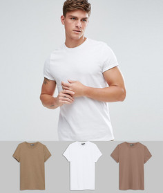 3 обтягивающие футболки с круглым вырезом ASOS - СО СКИДКОЙ - Мульти