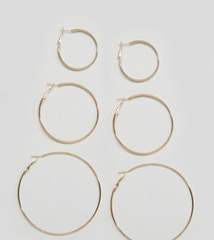 Набор из 3 пар золотистых серег-колец Reclaimed Vintage Inspired - Золотой
