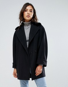 Пальто на основе шерсти с воротником из искусственного меха Helene Berman - Черный