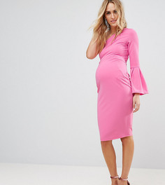 Платье миди из крепа на одно плечо ASOS Maternity - Розовый
