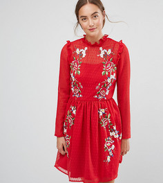 Приталенное платье мини с вышивкой ASOS TALL - Красный
