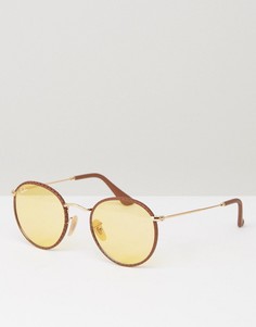 Круглые солнцезащитные очки Ray-Ban 0RB3475Q - Золотой