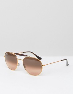 Круглые солнцезащитные очки-авиаторы Ray-Ban 0RB3540 - Золотой