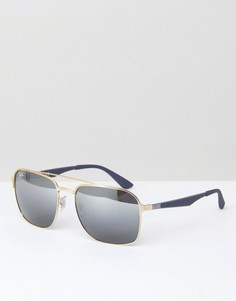 Солнцезащитные очки-авиаторы в прямоугольной оправе Ray-Ban 0RB3570 - Золотой