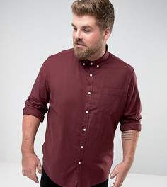 Бордовая оксфордская эластичная рубашка узкого кроя ASOS PLUS - Красный