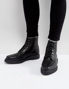 Черные кожаные ботинки-криперы на шнуровке ASOS - Черный