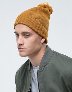 Шапка-бини горчичного цвета с помпоном ASOS - Желтый