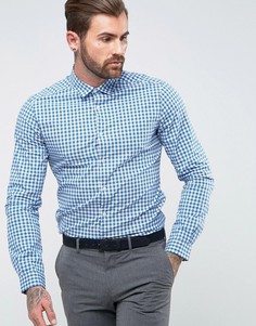 Узкая эластичная рубашка в клетку ASOS - Синий
