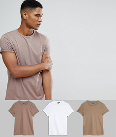 3 футболки с закатанными рукавами ASOS - СКИДКА - Мульти