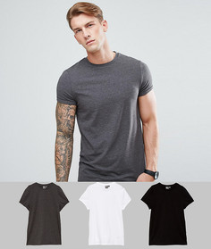 3 обтягивающих футболки с закатанными рукавами ASOS - СКИДКА - Мульти