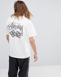Белая футбокла с принтом на спине Stussy - Белый