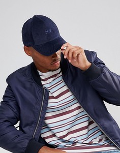 Темно-синяя вельветовая бейсболка с вышивкой NY ASOS - Темно-синий