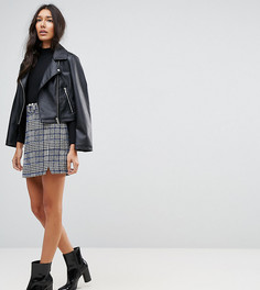 Мини-юбка в клетку с отделкой искусственным жемчугом ASOS TALL - Мульти