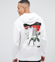 Длинный свободный худи с цветочным принтом на спине ASOS TALL - Белый