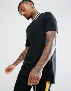 Супердлинная футболка с закругленным краем ASOS - Черный