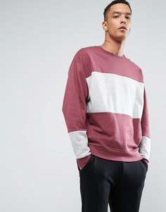 Розово-серый меланжевый оверсайз-свитшот ASOS - Красный