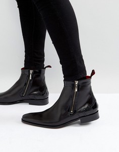 Черные кожаные ботинки-броги на молнии Jeffery West Scarface - Черный