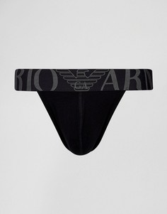 Черные трусы с логотипом цвета металлик Emporio Armani - Черный