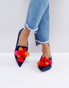 Балетки с помпонами ASOS LATINO - Синий