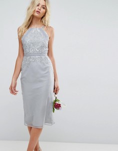 Декорированное платье-футляр миди с кружевной отделкой ASOS WEDDING - Мульти