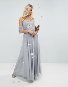 Платье макси с открытыми плечами ASOS WEDDING - Мульти
