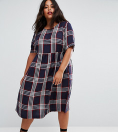 Свободное платье миди в клетку с короткими рукавами ASOS CURVE - Мульти