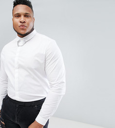 Узкая рубашка с декоративной цепочкой ASOS PLUS - Белый