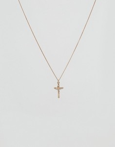 Золотистое ожерелье с подвеской-крестиком Chained &amp; Able - Золотой
