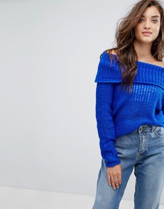 Джемпер с открытыми плечами Boohoo - Синий