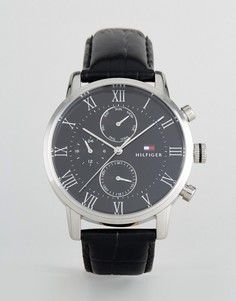 Черные часы с кожаным ремешком Tommy Hilfiger 1791401 Kane - Черный