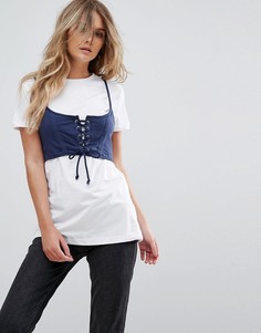 Футболка с корсетом Brave Soul Maca - Серый