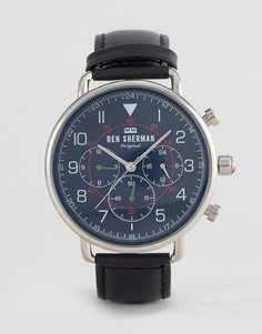 Часы с черным кожаным ремешком Ben Sherman WB068UB - Черный