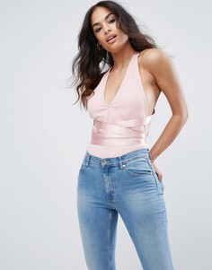 Боди из тюля с бретельками ASOS - Розовый