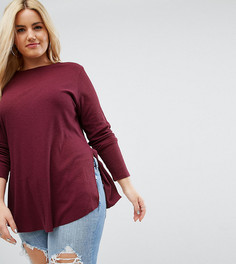 Свободная футболка с асимметричным краем ASOS CURVE - Красный