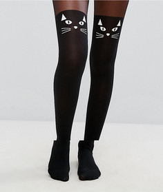 Светящиеся в темноте колготки с котами ASOS Halloween - Черный