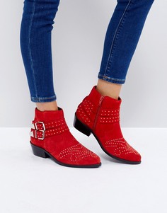 Замшевые ботинки с заклепками ASOS ASHDEN - Красный