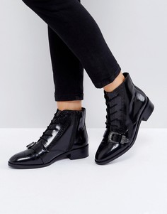 Кожаные ботинки на шнуровке ASOS ADINA - Черный