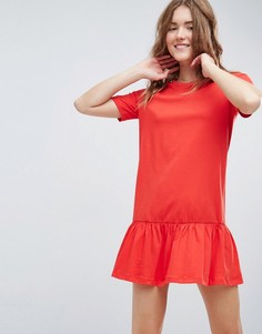 Платье-футболка мини с асимметричным краем ASOS - Красный