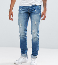 Узкие джинсы с потертой отделкой Jack &amp; Jones TALL Intelligence - Синий