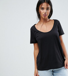 Свободная футболка с овальным вырезом ASOS PETITE - Черный