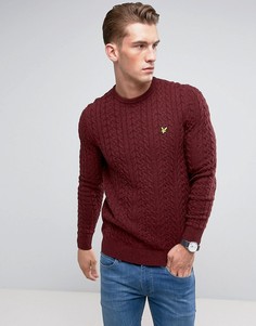 Бордовый джемпер вязки косами Lyle &amp; Scott - Красный