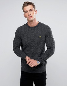 Темно-серый вязаный джемпер с узором в косичку Lyle &amp; Scott - Серый