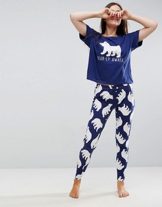 Пижамная футболка и леггинсы с принтом ASOS - Мульти