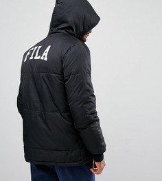 Черная длинная дутая куртка с логотипом на спине Fila эксклюзивно для ASOS - Черный