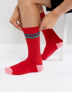 Красные носки в рубчик с полосками Paul Smith - Красный