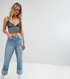 Джинсы в винтажном стиле с завышенной талией и отворотами Missguided Riot - Синий