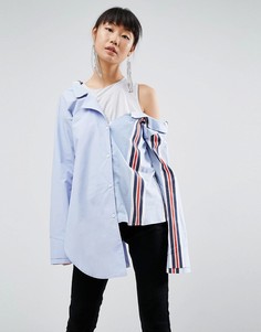 Рубашка с заниженной линией плеч и полосками ASOS WHITE - Мульти